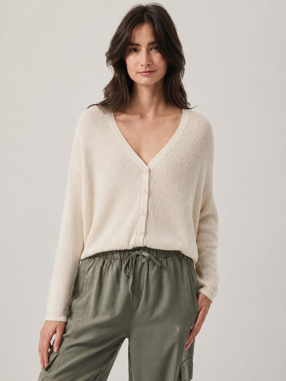 Splendid Collection Cashmere Blend Cardigan Sweater Ivory Cream XS Quiet Luxury